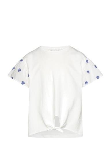 Mango Embroidered Short-Sleeved T-Shirt Vit