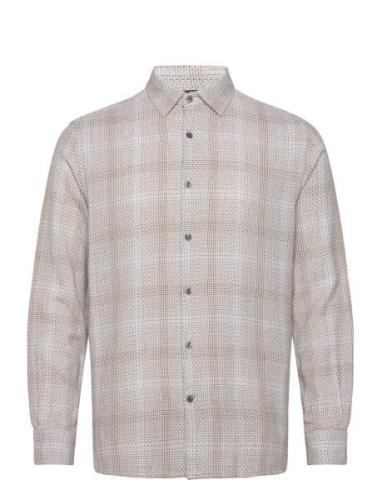 French Connection Barrow Dobby Ls Shirt Beige