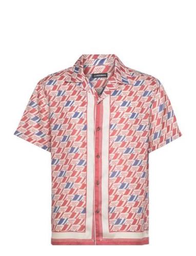 J. Lindeberg Elio Tencel Moto Print Shirt Korall