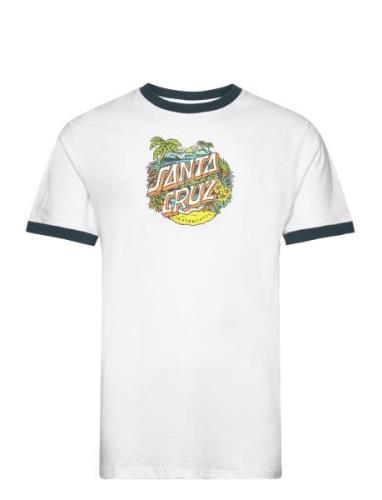 Santa Cruz Aloha Dot Front Ringer T-Shirt Vit