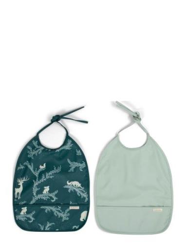 Filibabba Bib With Ties 2-Pack - Night Grön