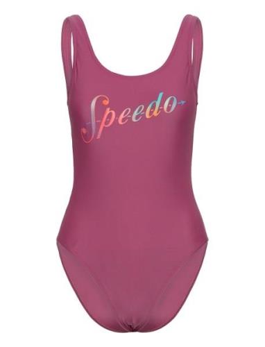 Speedo Womens Logo Deep U-Back Rosa