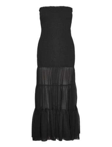 ROTATE Birger Christensen Chiffon Strapless Dress Svart