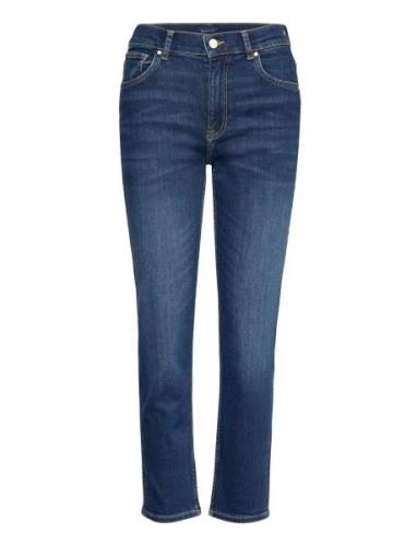 GANT Cropped Slim Jeans Blå