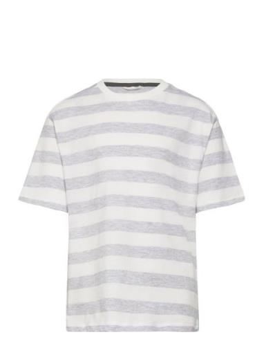 Mango Printed Striped T-Shirt Grå