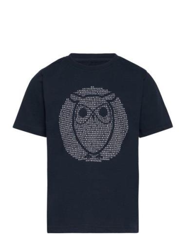 Knowledge Cotton Apparel Regular Fit Owl Chest Print - Gots/ Svart