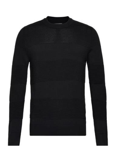 Tom Tailor Structure Stripe Crewneck Knit Svart