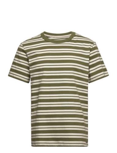 Anerkjendt Akkikki Noos Stripe Tee Khaki Green