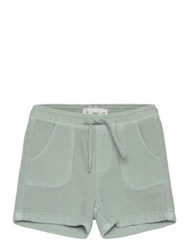 Mango Cotton Shorts With Elastic Waist Grön