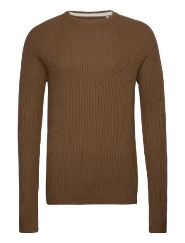 Jack & J S Jjpannel Knit Crew Neck Aw23 Brun