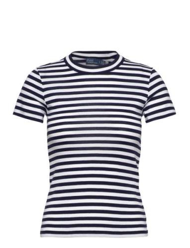 Polo Ralph Lauren Striped Ribbed Cotton Crewneck Tee Blå