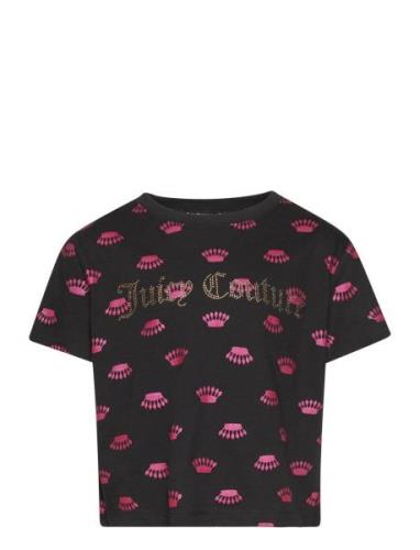 Juicy Couture Luxe Crown Print Ss Boxy Tee Svart