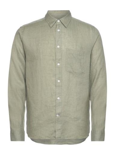 J. Lindeberg Reg Ls Clean Linen Shirt Khaki Green