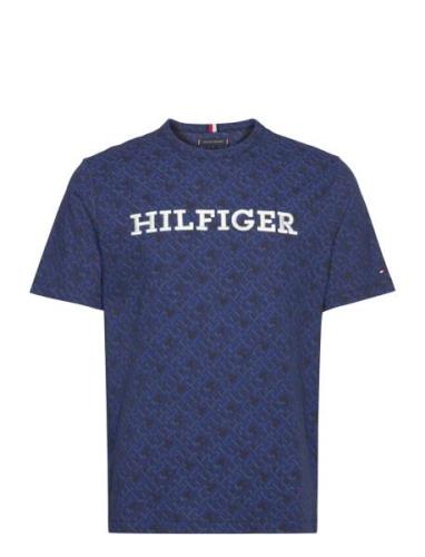 Tommy Hilfiger Aop Monogram Tee Marinblå