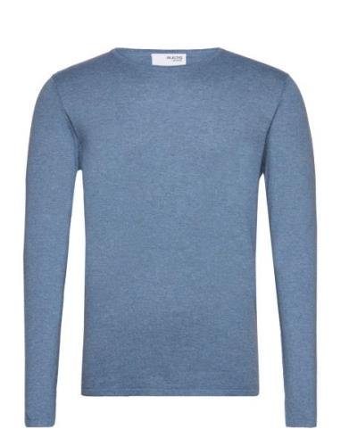 Selected Homme Slhrome Ls Knit Crew Neck Noos Blå