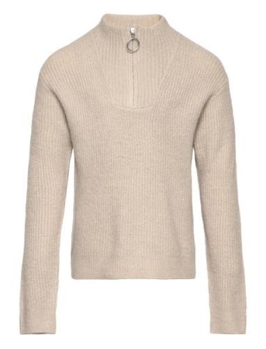 Name It Nkftimulle Ls Short Half Zip Knit Beige