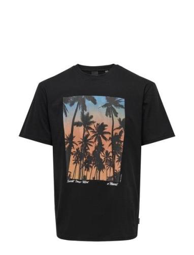 ONLY & SONS Onskolton Reg Beach Photoprint Ss Tee Svart