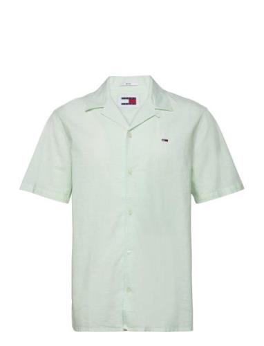 Tommy Jeans Tjm Linen Blend Camp Shirt Ext Grön