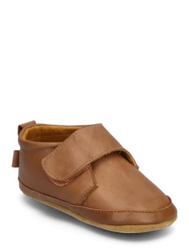 Melton Classic Leather Slippers Brun