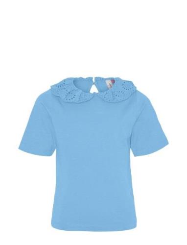 Vero Moda Girl Vmpanna Glenn Ss Collar Top Jrs Girl Blå