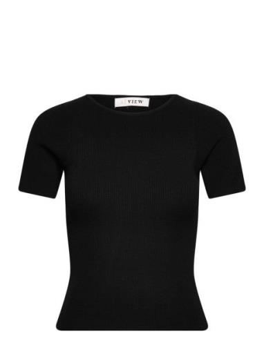 A-View Rib Knit Short Sleeve Top Svart