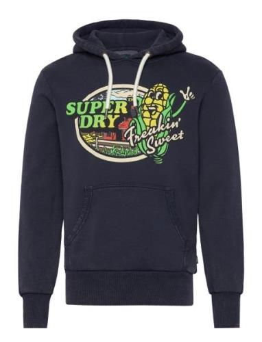 Superdry Neon Travel Graphic Loose Hood Marinblå