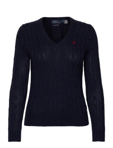 Polo Ralph Lauren Cable-Knit Cotton V-Neck Sweater Blå