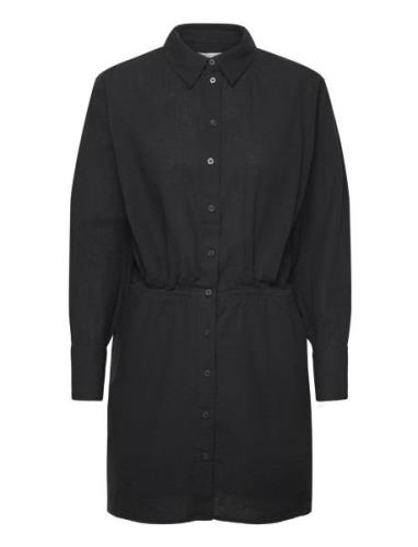 Gina Tricot Linen Blend Shirt Dress Svart