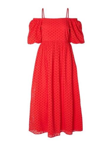 Selected Femme Slfanelli 3/4 On Off Ankle Dress B Röd