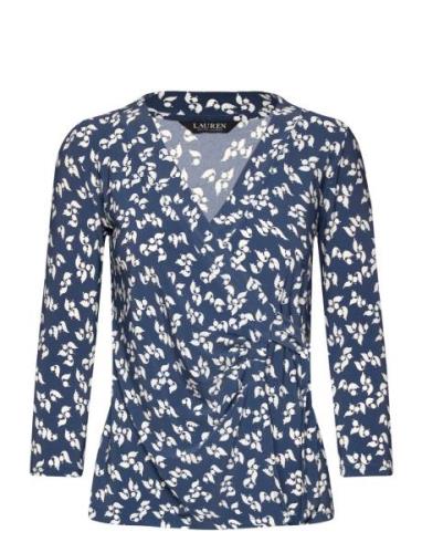 Lauren Ralph Lauren Floral Stretch Jersey Top Blå