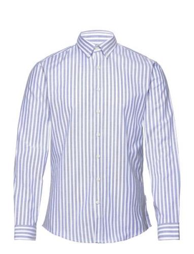 Lindbergh Striped Superflex Oxford L/S Blå