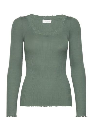 Rosemunde Silk T-Shirt W/ Lace Khaki Green