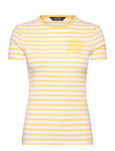 Lauren Ralph Lauren Striped Stretch Cotton Crewneck Tee Gul