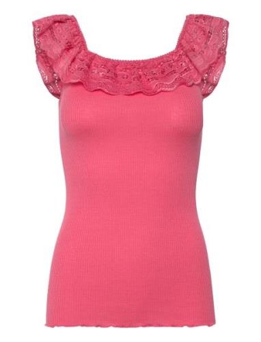 Rosemunde Silk Off Shoulder Top W/ Lace Rosa