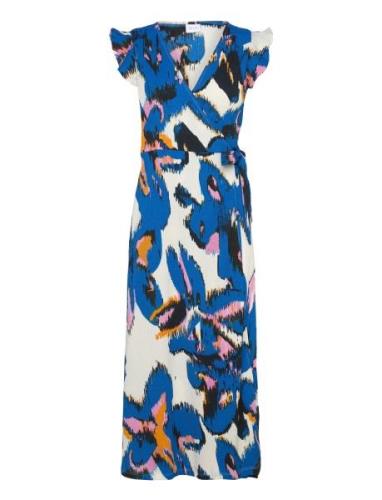 Vila Vipeffi Lira V-Neck S/L Wrap Midi Dress Multi/patterned