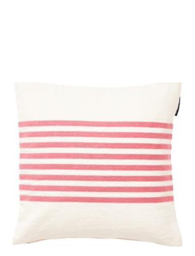 Lexington Home Embroidery Striped Linen/Cotton Pillow Cover Kräm