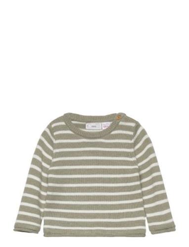 Mango Striped Cotton-Blend Sweater Grön