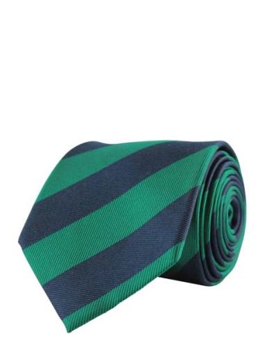 Portia 1924 Striped Silk Tie Grön