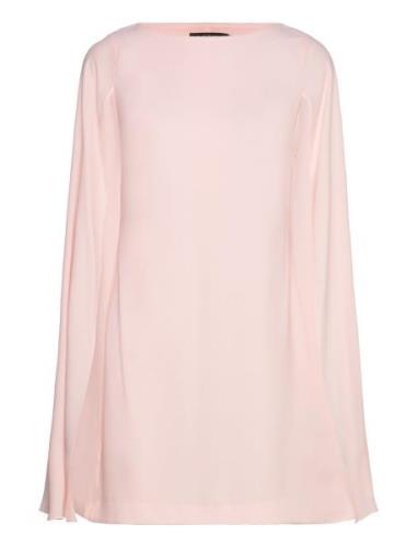 Lauren Ralph Lauren Cape Georgette Cocktail Dress Rosa