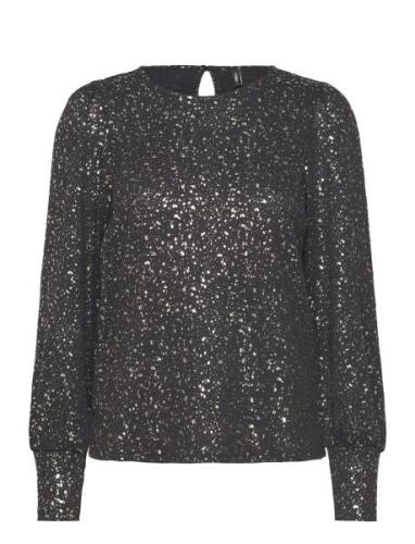 ONLY Onlpella L/S Foil Puff Top Jrs Svart