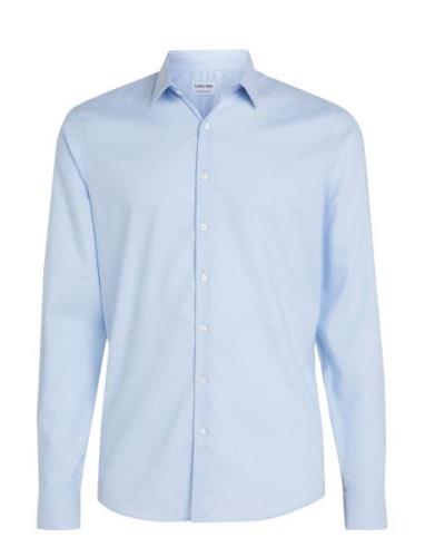 Calvin Klein Stretch Collar Tonal Slim Shirt Blå