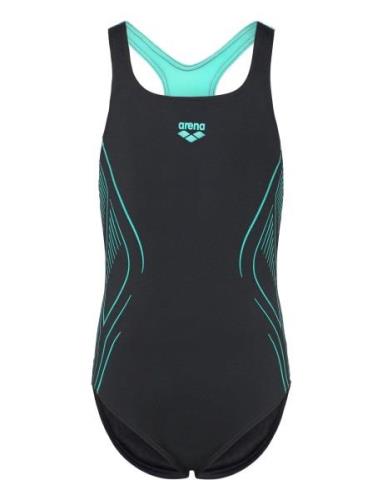 Arena Girl's Arena Reflecting Swimsuit Swim Pro Back Nav Svart