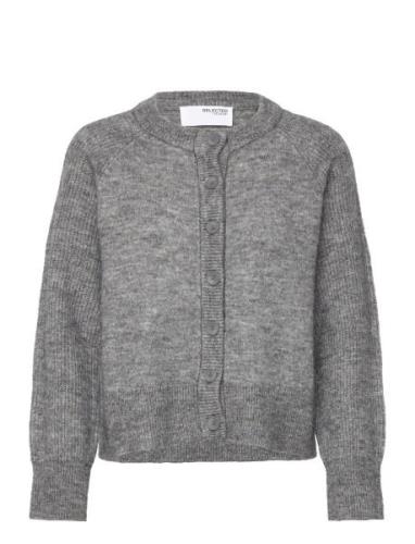 Selected Femme Slfrena Ls Knit Cardigan Camp Grå