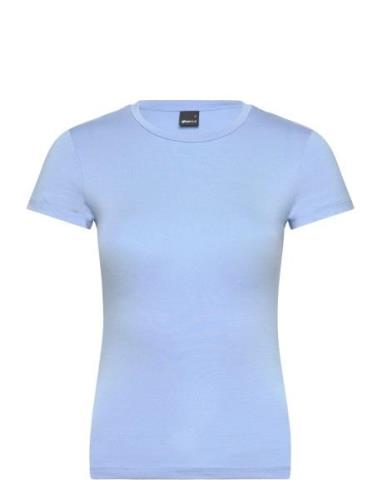 Gina Tricot Soft Touch Short Sleeve Top Blå