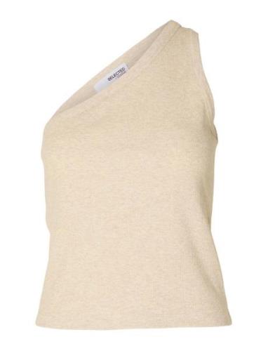 Selected Femme Slfanna Shoulder Top Beige