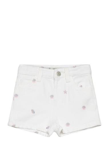 Mango Printed Denim Shorts Vit