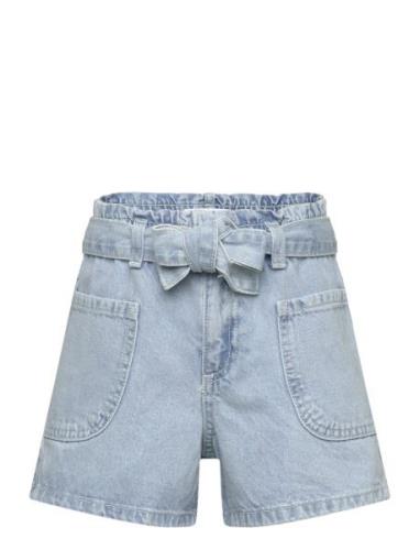 Mango Paperbag Shorts With Belt Blå