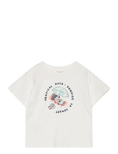 Mango Snoopy Printed T-Shirt Vit