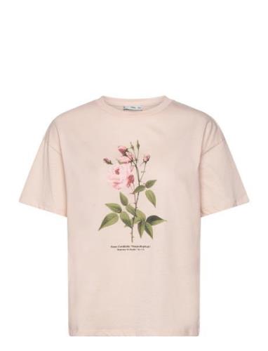 Mango Printed Cotton-Blend T-Shirt Rosa