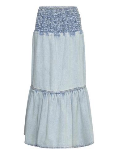 Gina Tricot Smock Flounce Denim Skirt Blå